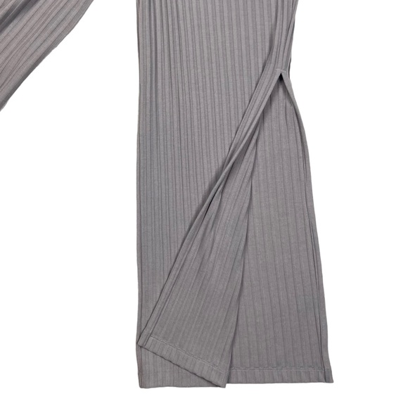 Puma Ribbed Wide Leg Slit Cropped Pants M Lilac Gray - Picture 6 of 14